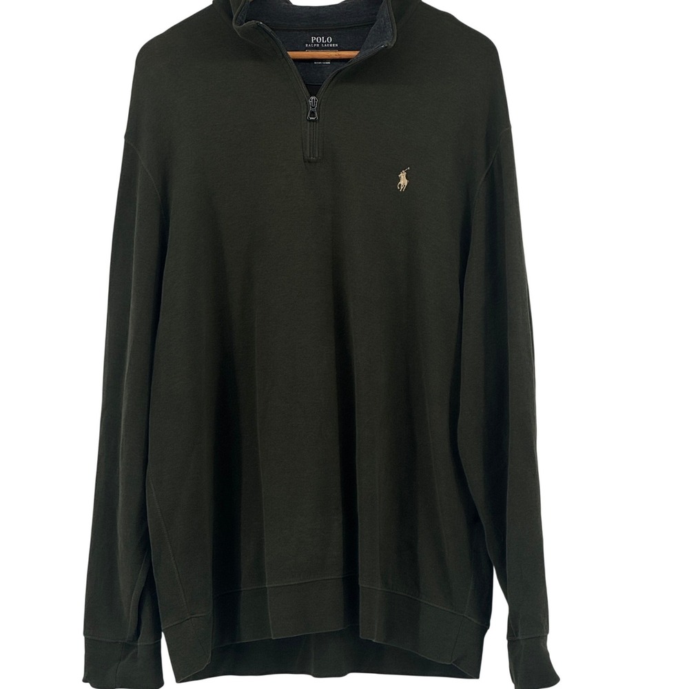 Polo Ralph Lauren Mens XL Olive Green Quarter Zip Pullover‎ Cotton Blend Sweater